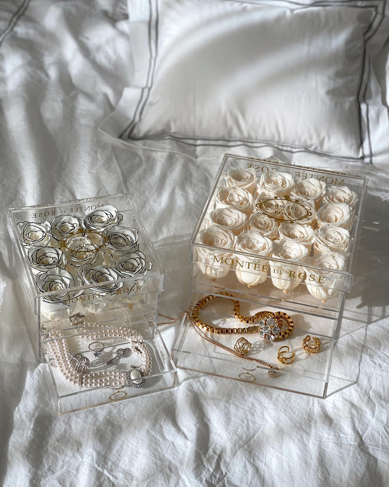 Large acrylic jewelry box with drawers