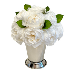 White Peony Dome in Silver Julep vase