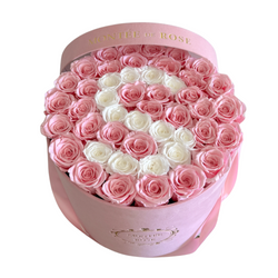 Custom Initial Roses in Pink Velvet Box